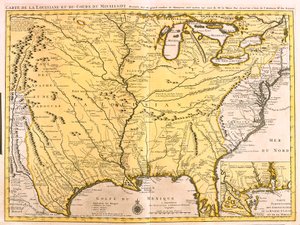 Karte von Louisiana (USA) und dem Mississippi River von Guillaume Delisle