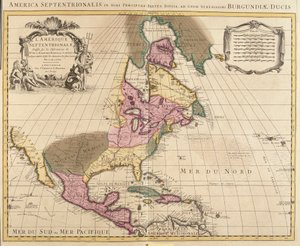 Karte von Nordamerika (Grönland, Kanada, USA, Mexiko und die Karibischen Inseln: Kuba, Haiti, Jamaika, Westindische Inseln)