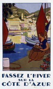Überwintern an der französischen Riviera - Werbeplakat, 20. Jahrhundert von Guillaume Georges Roger