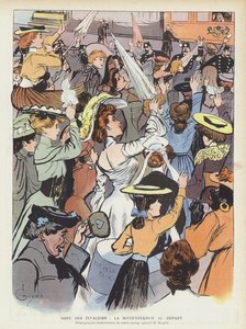 Frauen verabschieden sich von König Edward VII., als er den Gare des Invalides in Paris verlässt nach seinem ?