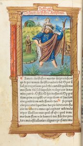 Gedrucktes Stundenbuch (Gebrauch von Rom): fol. 101v, St. Christophorus von Guillaume Le Rouge