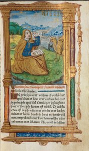 Gedrucktes Stundenbuch Gebrauch von Rom: fol. 17r, St. Johannes auf Patmos, 1510