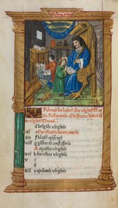 Gedrucktes Stundenbuch Gebrauch von Rom: fol. 3v, Februar Kalenderillustration, 1510