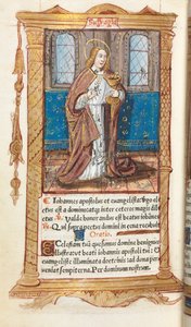 Gedrucktes Stundenbuch Gebrauch von Rom: fol. 98v, St. Johannes der Evangelist