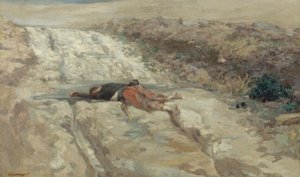 Szene des Krieges von 1870: Toter Soldat auf einem Schlachtfeld, um 1870