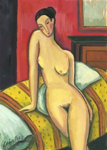 Akt, der sich auf das Bett lehnt, 2010 von Guillermo Martí Ceballos