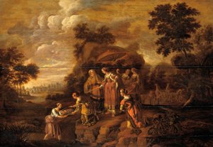 Die Tochter des Pharao entdeckt Moses im Schilfkorb