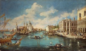 Salute-Kirche von der Riva degli Schiavoni (Promenade) aus gesehen, von Giuseppe Ponga (1856-1925) von Guiseppe Ponga