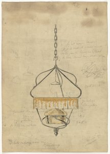 Entwurf für eine Hängelampe von Gust van de Wall Perné (signed by artist)