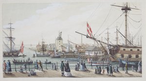 Dänische Kriegsschiffe und schwedische Schaluppe bei Toldboden in Kopenhagen von Gustaf Boberg