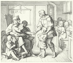 Martin Luther in der Schule (Stich) von Gustav Ferdinand Leopold Konig