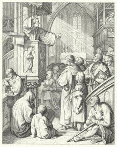 Martin Luther hält eine Predigt (Stich) von Gustav Ferdinand Leopold Konig