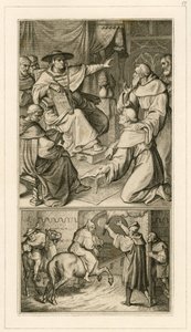 Martin Luther im Gespräch mit Kardinal Cajetan, Luther muss seine Schriften widerrufen, neben ihm sein Freund Staupitz von Gustav Ferdinand Leopold Konig