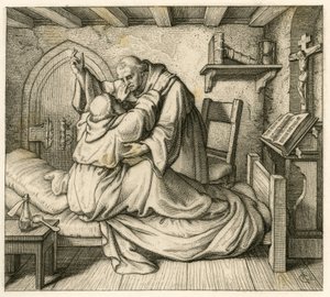 Martin Luther erhält Trost von einem alten Mönch, weil er körperlich und geistig erschöpft war
