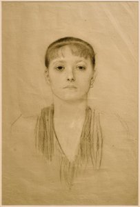 Brustbild eines Mädchens von vorne von Gustav Klimt