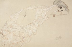 Liegender Akt auf dem Bauch liegend und nach rechts schauend, 1910