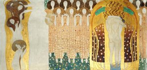 Der Beethovenfries, Detail: Die Künste, Chor des Paradieses, Umarmung, 1902 von Gustav Klimt