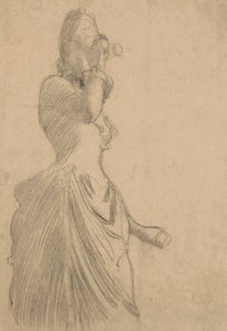 Frau mit Fernglas, ca. 1888 von Gustav Klimt