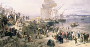 Jaffa, Rekrutierung türkischer Soldaten in Palästina, 1888 von Gustave Bauernfeind