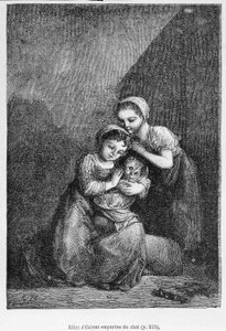 Cosette und ihre Freundin und die Katze - in „Les Misérables“ von Victor Hugo, ill. von Brion, ed. Hetzel und Lacroix von Gustave Brion