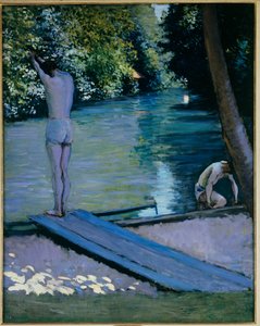 Bader, der sich darauf vorbereitet, in den Fluss Lyerres zu springen von Gustave Caillebotte