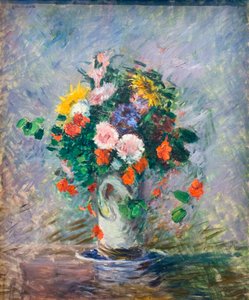 Blumenstrauß aus chinesischen Astern, Kapuzinerkresse und Sonnenblumen in einer Vase von Gustave Caillebotte