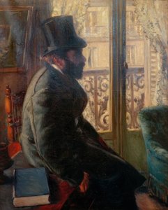 Mann mit Zylinder, sitzend am Fenster von Gustave Caillebotte