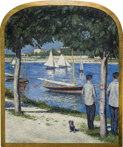 Das Ufer von Petit Gennevilliers und die Seine, 1890 von Gustave Caillebotte