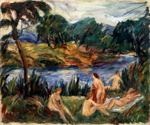 Frauen am Fluss, 19. oder frühes 20. Jahrhundert von Gustave Colin