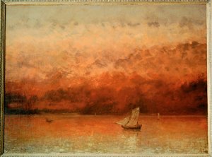 Genfersee bei Sonnenuntergang von Gustave Courbet