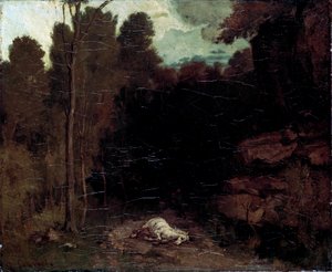 Landschaft mit einem toten Pferd