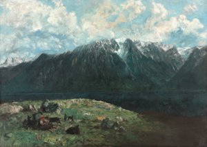 Panoramablick auf die Alpen, Les Dents du Midi von Gustave Courbet