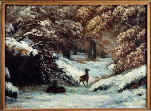 Die Hirschlieferung im Winter von Gustave Courbet