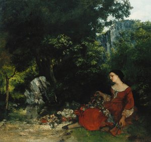 Frau mit einem Kranz; Femme à la Guirlande, 1856 von Gustave Courbet
