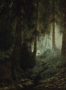 Hirsch in einer Waldlandschaft von Gustave Dore