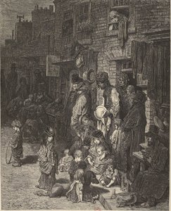 Gustave Doré - Wentworth Street Whitechapel - London, eine Pilgerreise von Gustave Dore