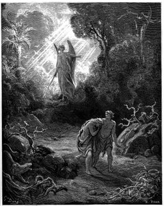 Adam und Eva werden aus dem Paradies vertrieben - Illustration von Gustave Doré für die Bibel von Gustave Dore
