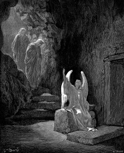 Engel zeigt Maria Magdalena und der anderen Maria das leere Grab Christi, 1865-1866 von Gustave Dore