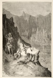 Balin erschlägt Sir Lanceor, aus Geschichten der Tage von König Artus von Charles Henry Hanson, veröffentlicht 1898 von Gustave Dore