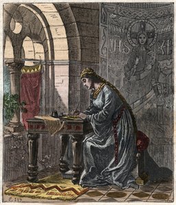 Bertrade von Montfort (1070-1117) Königin von Frankreich (Ehefrau von Philipp I. König von Frankreich) in Fontevrault - Gravur von Gustave Doré aus dem 19. Jahrhundert in „National History Illustred of France from the Most Retreated Times to the Today“ 187