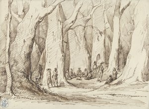 Versammlung von Ureinwohnern Amerikas in einem Wald von Gustave Dore
