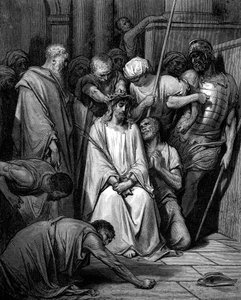 Christus verspottet und die Dornenkrone aufgesetzt