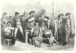 Gesellschaft in einem spanischen Gasthaus von Gustave Dore