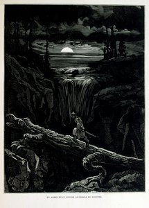 Croque-Mitaine; Illustration von 1863, von Gustave Doré (1832-1883); französischer Künstler, Drucker, Illustrator. Croque-Mitaine (Der Bögemann) ein bösartiger Charakter, der Kindern vorgestellt wird, um sie zu erschrecken und sie so weiser zu machen. von Gustave Dore