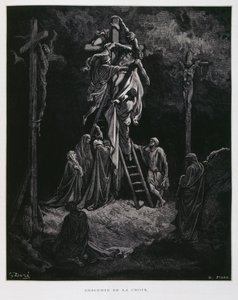 Abstieg vom Kreuz, die Absetzung Christi, Illustration aus der Dore-Bibel