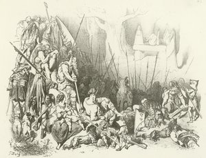 Druidenverehrung - Ein Menschenopfer (Gravur) von Gustave Dore