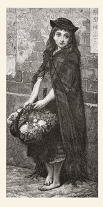 Blumenmädchen nach einem Werk von Gustave Dore. Aus Leben und Erinnerungen von Gustave Dore, veröffentlicht 1885. von Gustave Dore