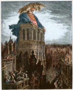 Gargantua auf den Türmen von Notre-Dame in Paris - Illustration aus 