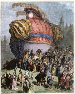 Gargantua besucht Paris - Die Pariser staunen über Gargantua - Illustration aus 