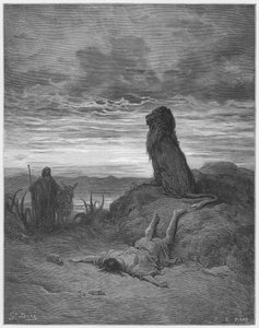 Gustave Doré Bibel: Der ungehorsame Prophet von einem Löwen getötet von Gustave Dore